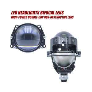 Led Bifocal Headlight Projector Lens Kit 01 Bifocal Main LED bifocal headlight projector lens kit front view