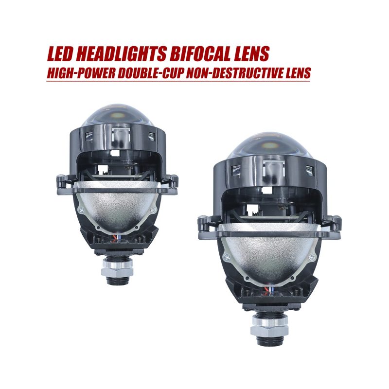 Led Bifocal Headlight Projector Lens Kit 02 Bifocal Pair LED bifocal headlight projector lens kit pair view