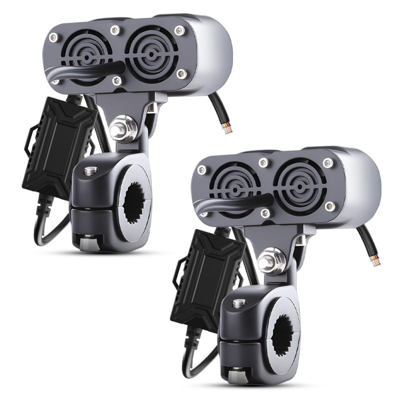 Rear view showing the dual rear cover, hardware, clamp, wiring, and external box.