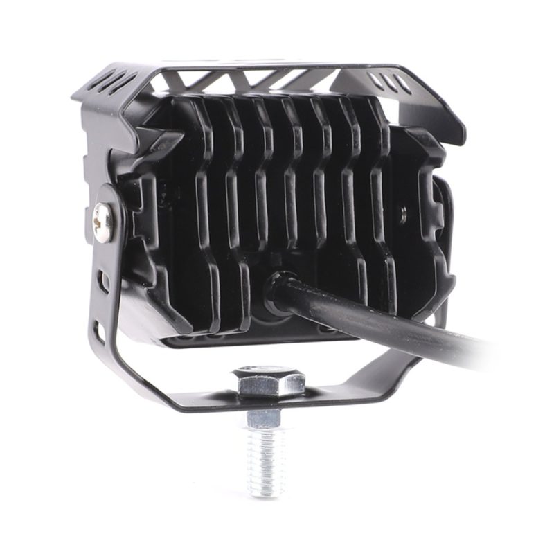 Led Lens Big Steel Cannon Spotlight Rear Heat Sink Rear view showing the heat-sink housing and mounting bracket structure.