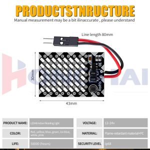 Led48 48 Smd Car Interior Reading Light Board Dimensions Specs Source dimension and spec reference; confirm electrical version and test basis before quotation.