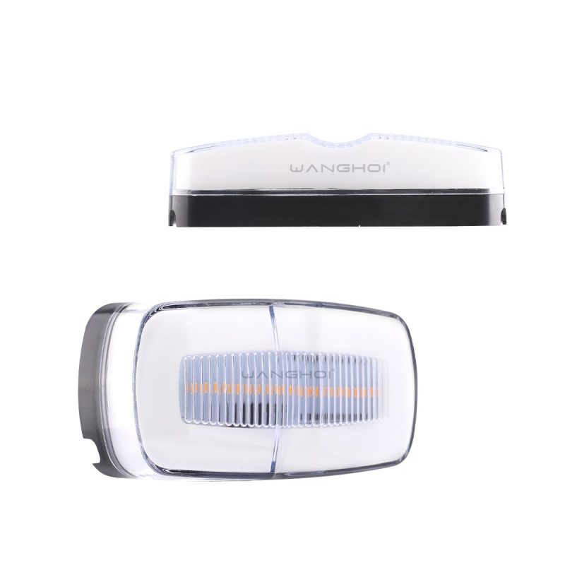 Light-guide rectangular LED warning light white side view