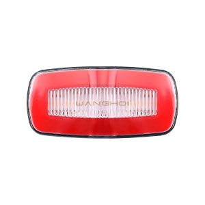 Light-guide rectangular LED warning light red front view