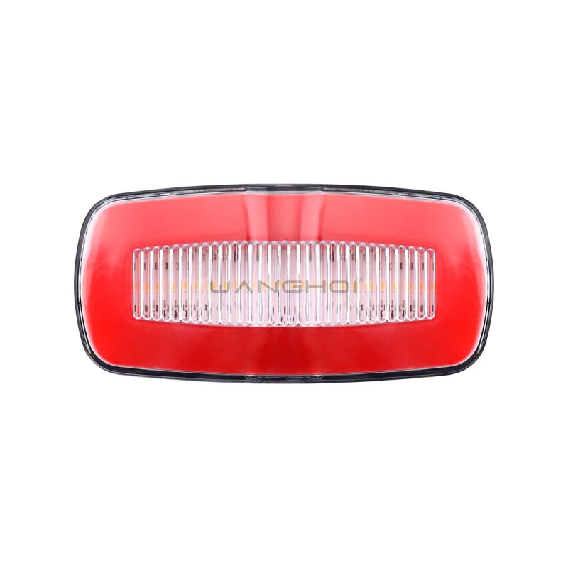 Light-guide rectangular LED warning light red front view