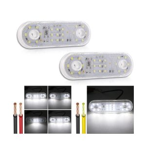 Long oval LED width indicator light white lit view