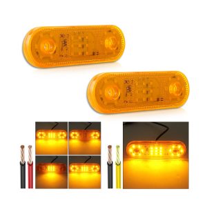 Long oval LED width indicator light amber lit view