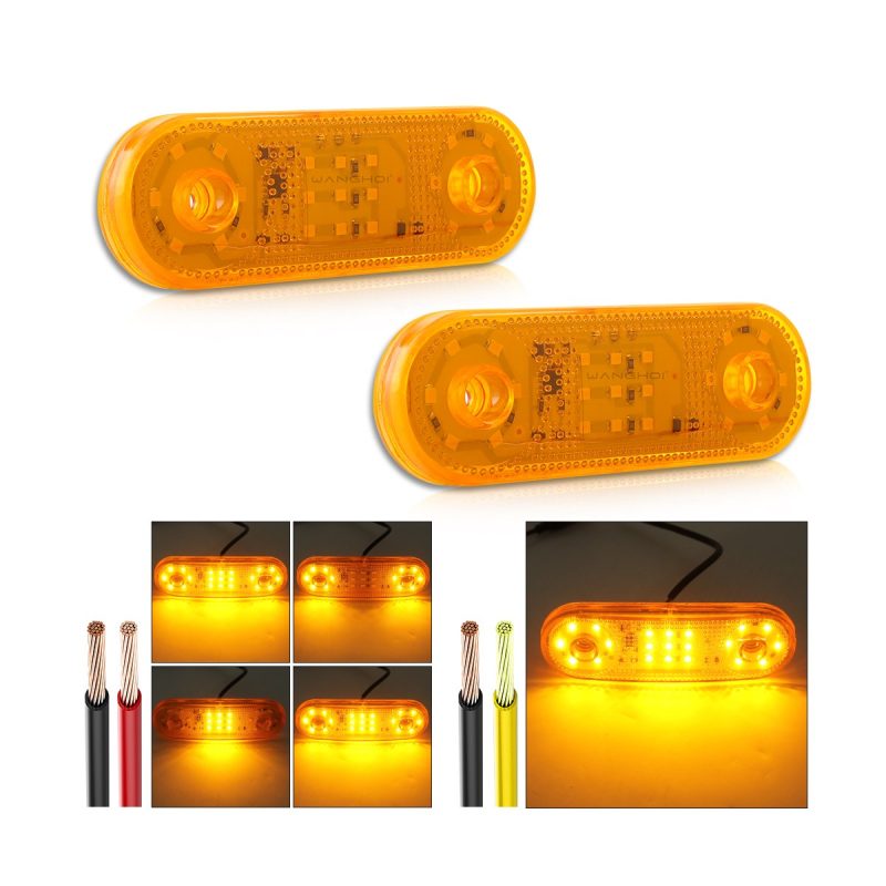 Long oval LED width indicator light amber lit view