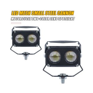 Mini Steel Cannon Led Grille Spotlight Pair 01 Mini Steel Cannon Main Mini steel cannon LED grille spotlight pair front view