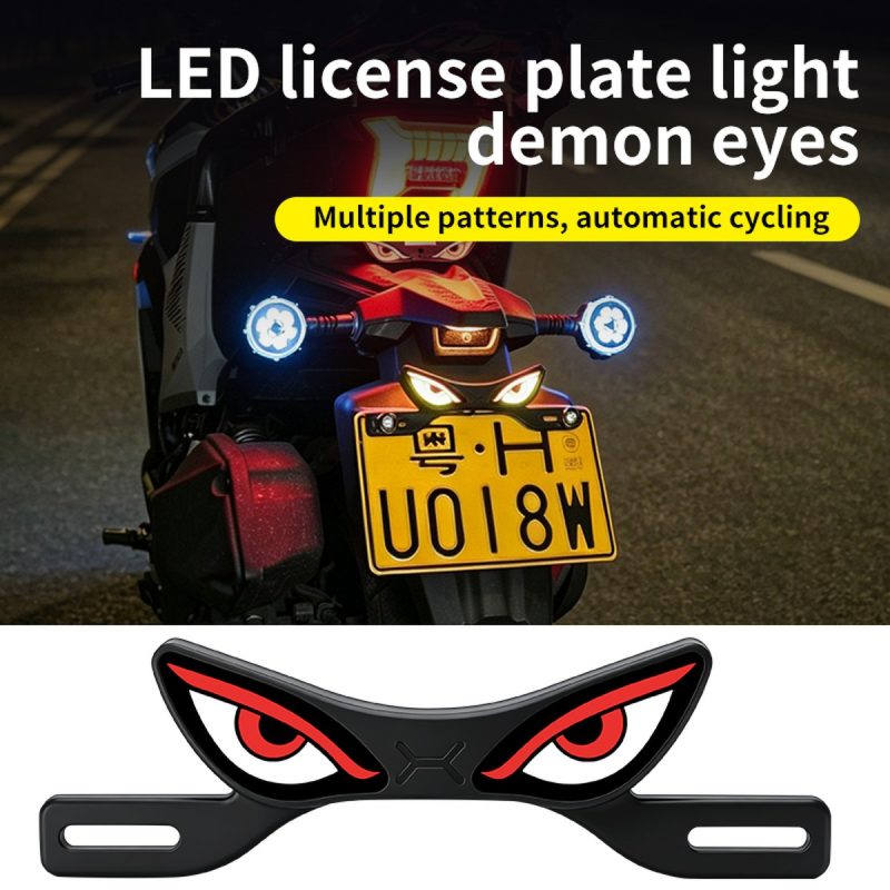 Motorcycle Devil Eye Led License Plate Light Installed Effect Installed effect and product reference for the LED license plate light demon eyes.