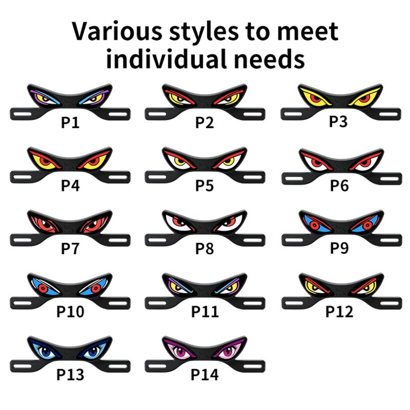 Motorcycle Devil Eye Led License Plate Light Pattern Options Source graphic showing P1-P14 devil-eye pattern options for buyer selection.