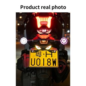 Motorcycle Devil Eye Led License Plate Light Real Photo Real installed product photo reference for the motorcycle devil-eye license plate light.