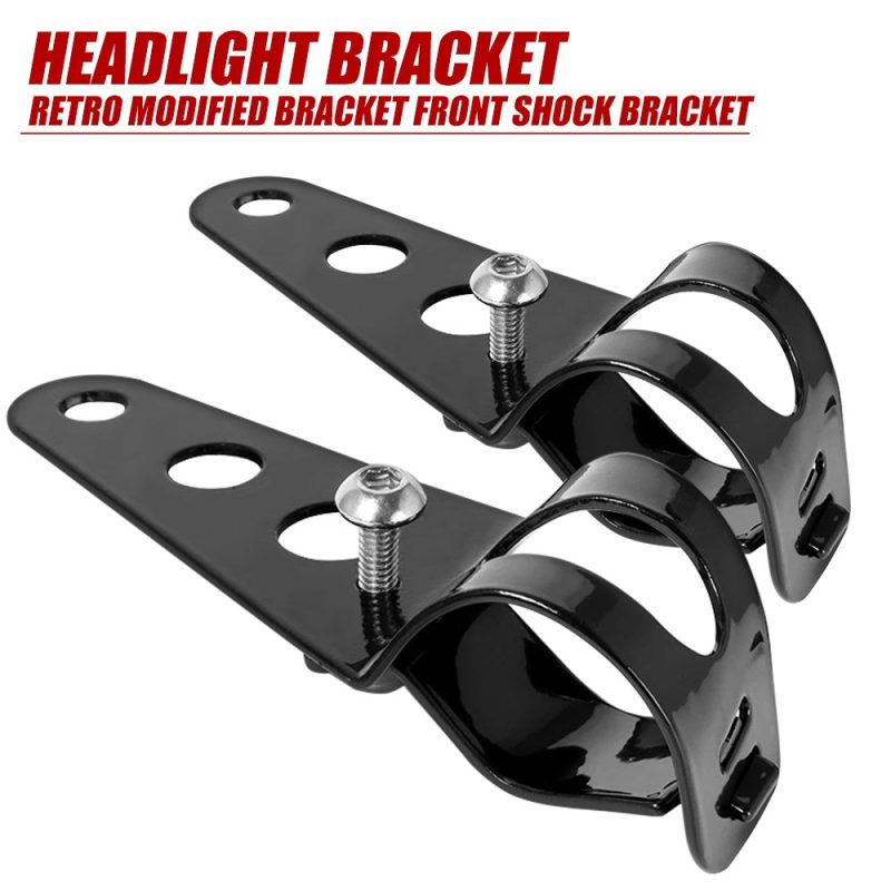 Motorcycle Headlight Bracket Clamp Kit Pair Pair bracket angle view showing the clamp body and slotted mounting plates.