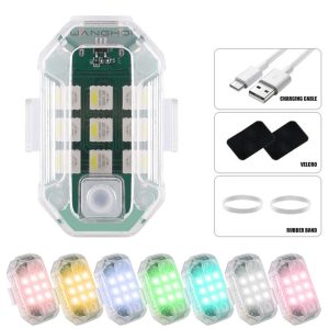 Ms 030 Mini Led Flashing Warning Light Accessories Colors Kit reference showing USB cable, rubber pads, mounting bands, and multiple color references.