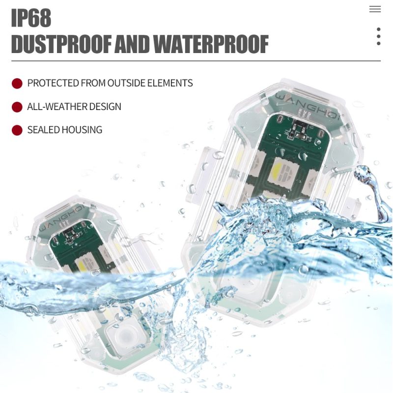 Ms 030 Mini Led Flashing Warning Light Ip68 Waterproof Source waterproof graphic with IP68 wording for buyer confirmation before production.