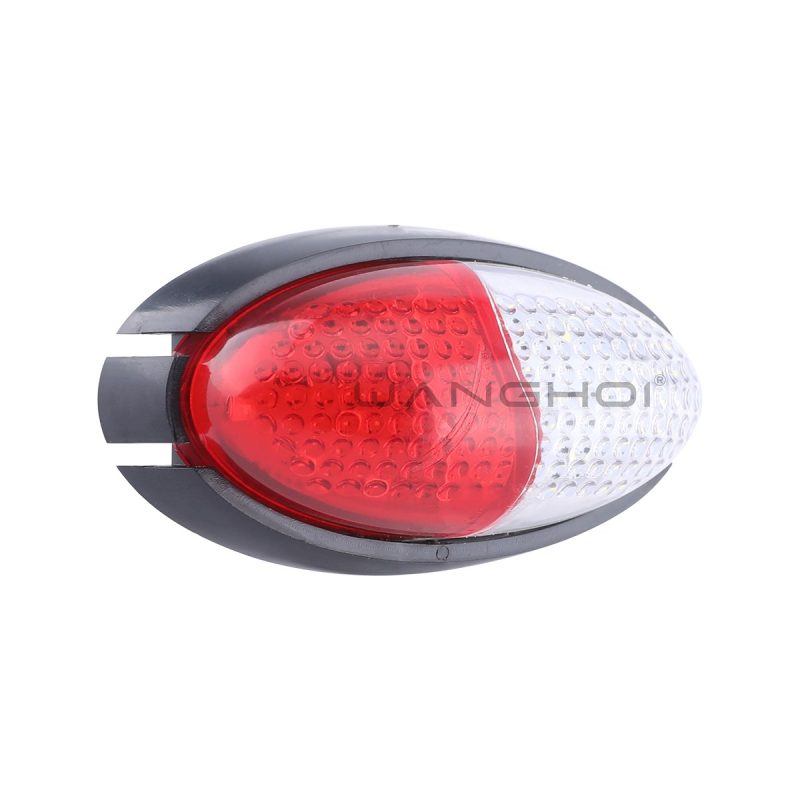Oval Dual Color Led Truck Side Marker Warning Light 05 Oval Dual Marker Lens Lens close-up of oval dual-color LED truck side marker light