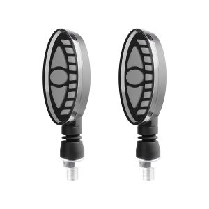 Oval Eye Motorcycle Led Drl Turn Signal 02 Front Product Pair View Product-only front view showing the oval eye lens.