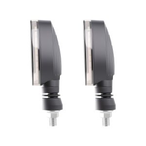 Oval Eye Motorcycle Led Drl Turn Signal 03 Side Product Pair View Side product-only view showing housing structure.
