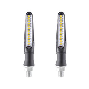 Oval Linear Motorcycle LED DRL Turn Signal Pair
