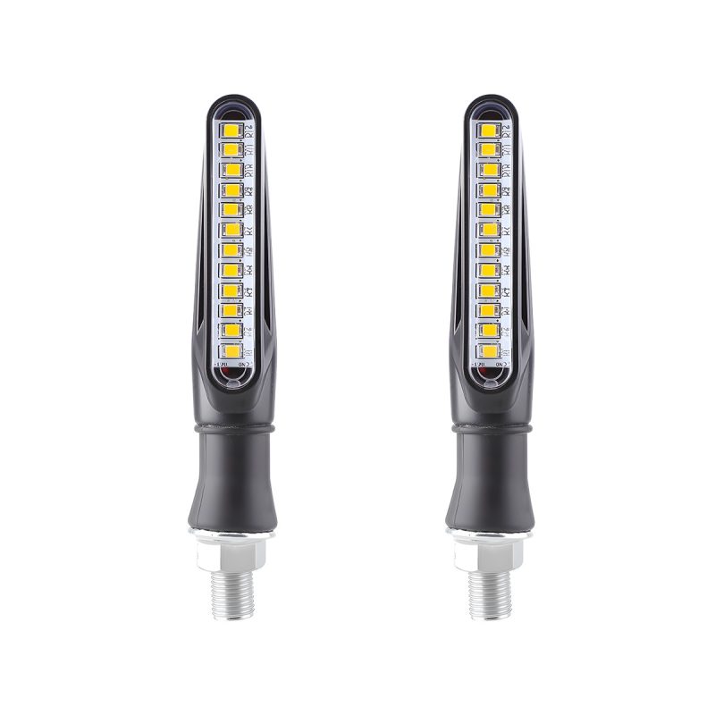 Oval Linear Motorcycle Led Drl Turn Signal 01 Main One To One Front Product Pair Oval Linear Motorcycle LED DRL Turn Signal Pair