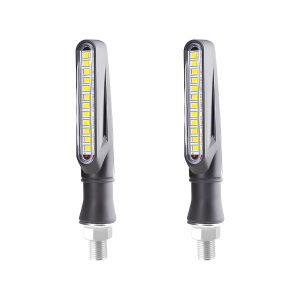 Oval Linear Motorcycle Led Drl Turn Signal 02 Front Product Pair View Product-only front view showing the oval linear lens.
