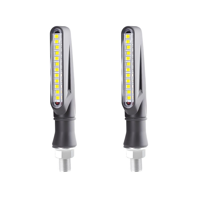 Oval Linear Motorcycle Led Drl Turn Signal 02 Front Product Pair View Product-only front view showing the oval linear lens.