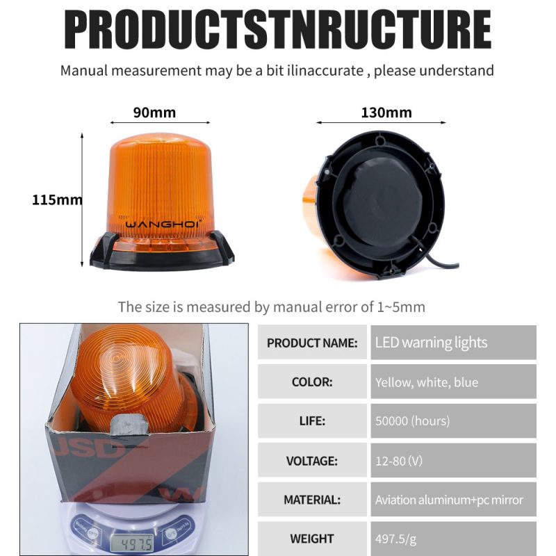 Oval Magnetic Led Beacon Warning Light Plug Dimensions Specs Dimension and source-spec reference image; confirm final drawing and test data before quotation.