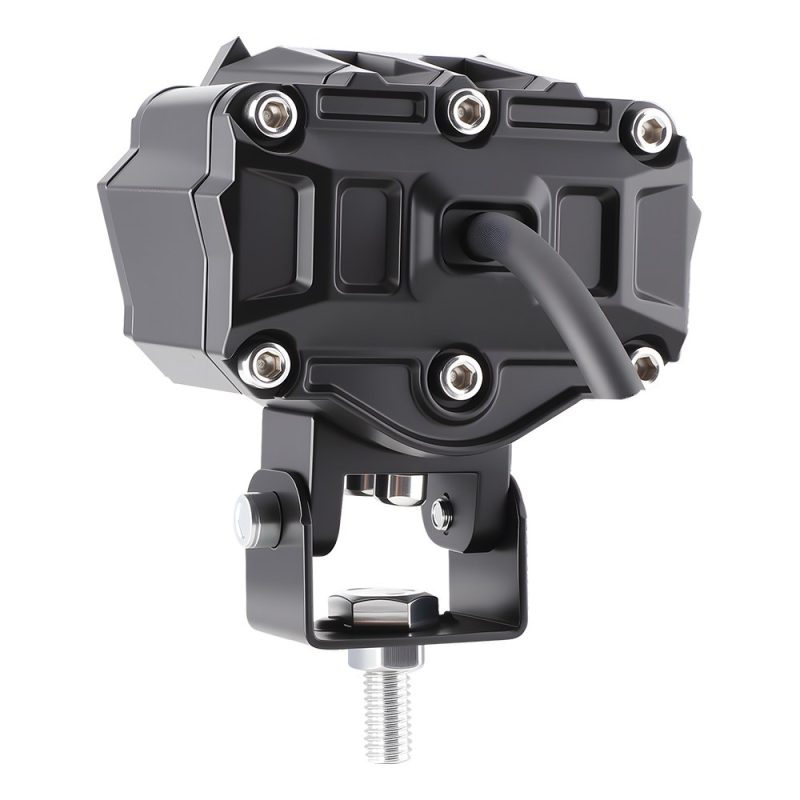 Owl Dual Bead Led Motorcycle Spotlight Rear Housing Rear housing view showing wiring exit and back-cover structure.