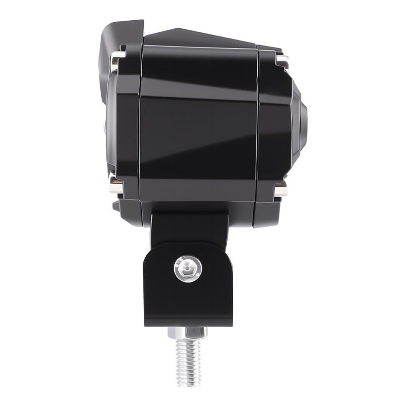 Owl Dual Bead Led Motorcycle Spotlight Side Depth Side depth view showing body depth and bracket direction.