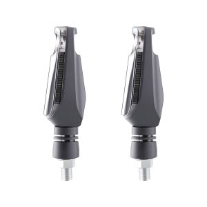 Pinwheel Arrow Smoke Lens Motorcycle Led Drl Turn Signal 03 Side Product Pair View Side product-only view showing housing thickness.