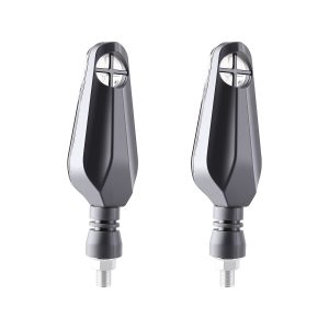 Pinwheel Arrow Smoke Lens Motorcycle Led Drl Turn Signal 04 Rear Product Pair View Rear housing view for catalog comparison.