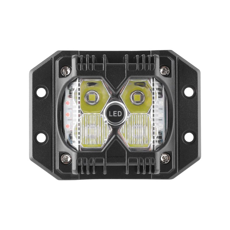 Recessed 4 Bead Led Red Blue Strobe Work Light Options 02 Recessed 4Bead Alt Front Alternative front lens for recessed 4-bead LED strobe work light