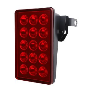 Rectangular 15 Lens Led Rear Warning Light Red Angled Angled product-only reference for the red lens version.