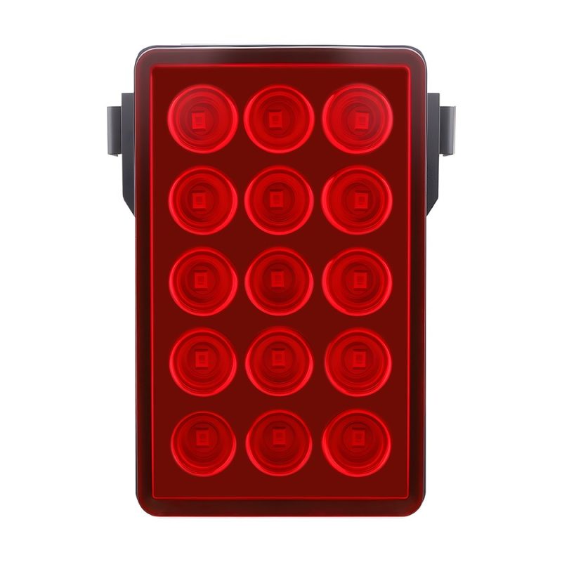 Rectangular 15 Lens Led Rear Warning Light Red Front Front product-only reference for the red lens version.