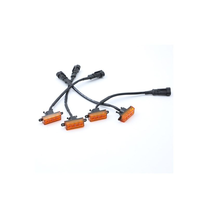 Rectangular Amber Led Grille Marker Light Wiring Kit Multi-lamp wiring kit reference with amber lamps and harness connection.