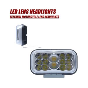 Rectangular External Motorcycle Led Lens Headlight 01 Rect External Motorcycle Lens Front Side Rectangular External Motorcycle LED Lens Headlight
