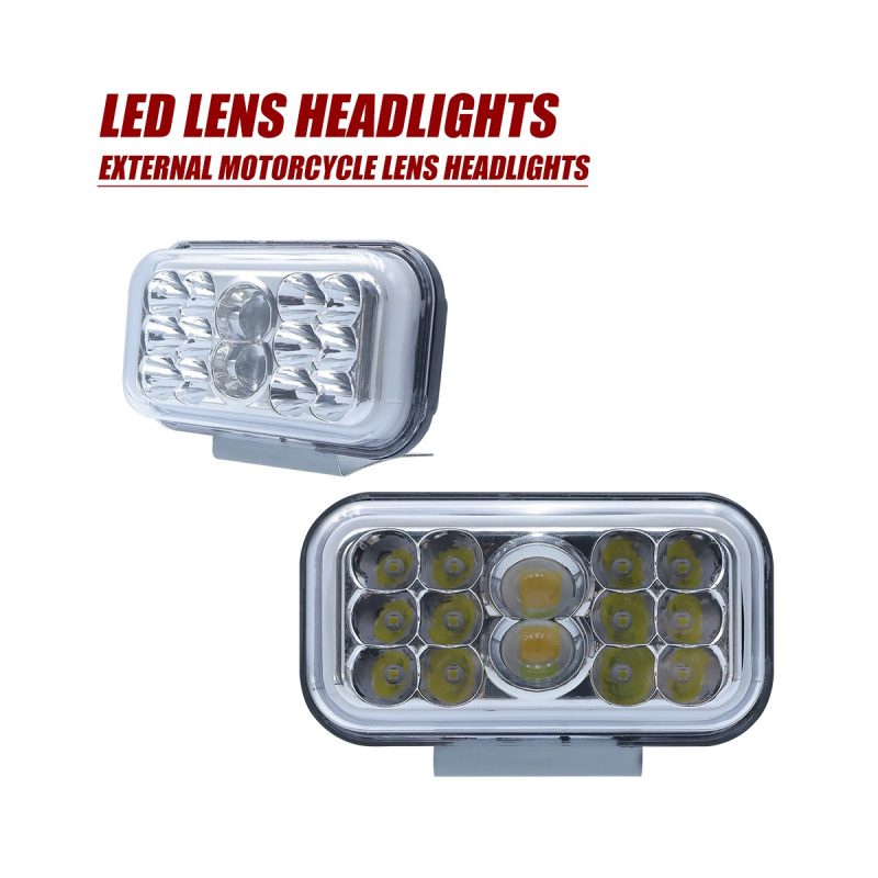 Front pair reference for rectangular external motorcycle LED lens headlight