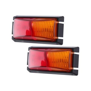 Rectangular LED truck tail warning light pair view