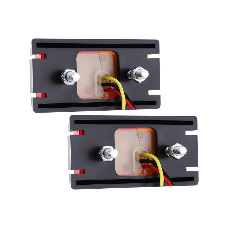 Rectangular LED truck tail warning light rear wiring view