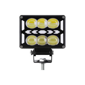 Rectangular multi-lens LED work light yellow front view