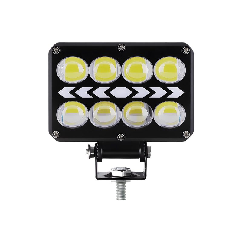 Rectangular multi-lens LED work light yellow angle view