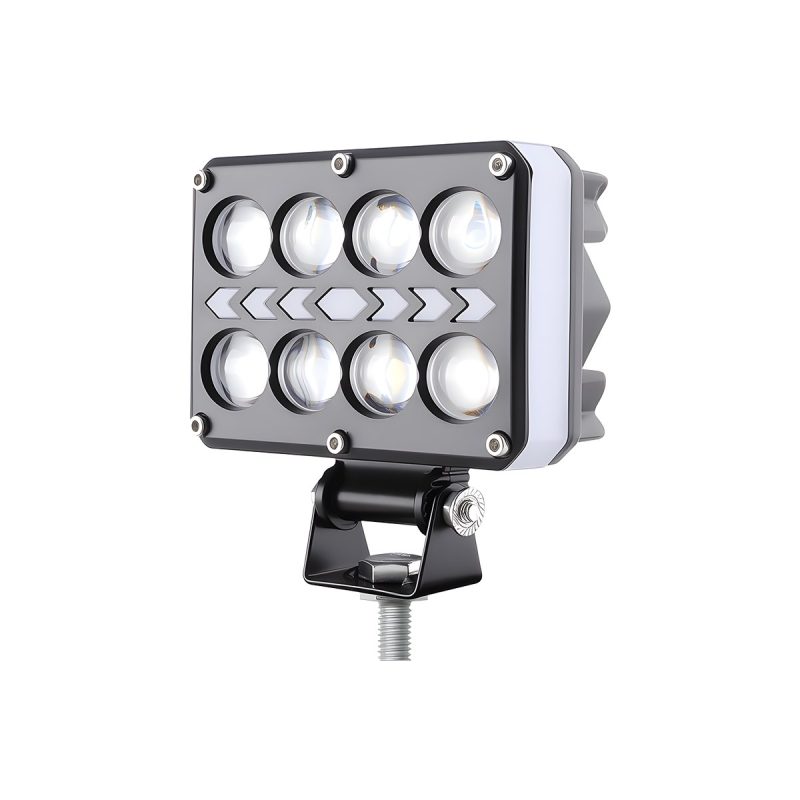 Rectangular multi-lens LED work light white angle view