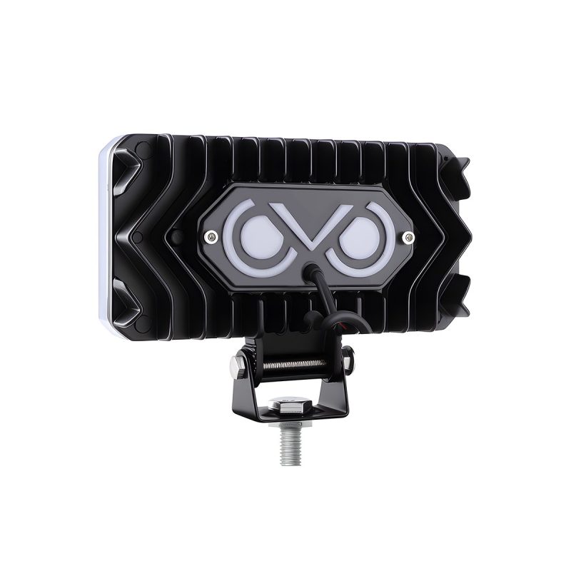 Rectangular multi-lens LED work light rear housing view
