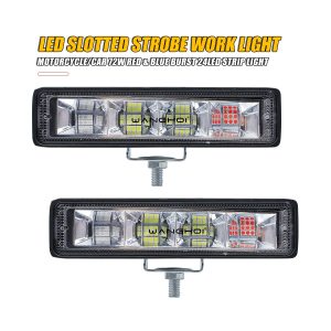 Rectangular red blue LED strobe work light slotted front view