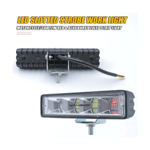 Rectangular red blue LED strobe work light slotted rear view