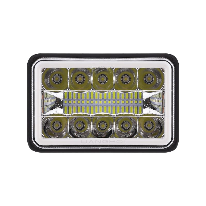 Rectangular Reflector Three Row Led Work Light 01 Reflector Three Row Front Amber Rectangular Reflector Three-Row LED Work Light