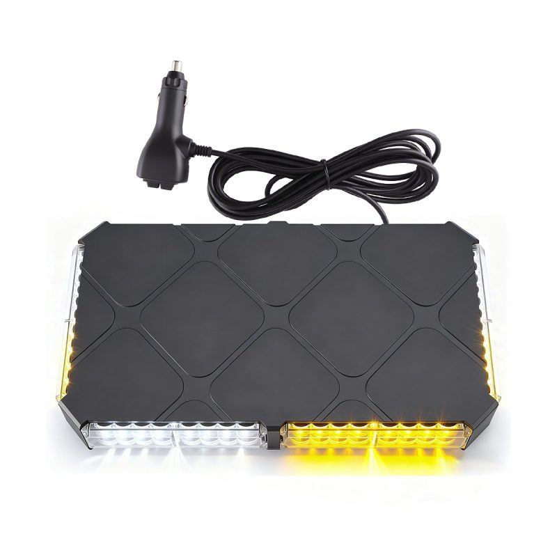 Top view of rectangular white amber LED truck warning light