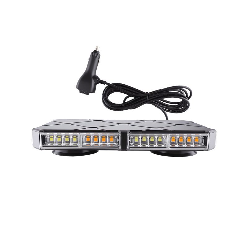 Side view of rectangular white amber LED truck warning light
