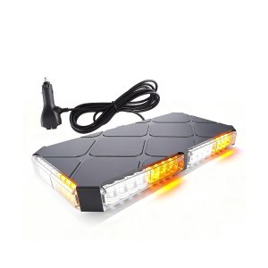 Angle view of rectangular white amber LED truck warning light
