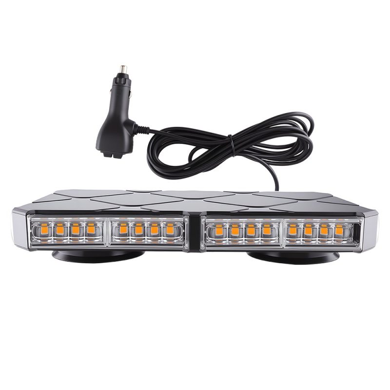 Rectangular Yellow Led Truck Warning Light Clear Lens Product-only front reference with clear lens and cable plug.