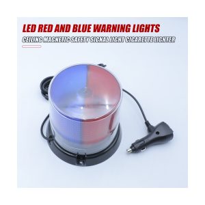 Red Blue Magnetic Beacon Warning Light with Cigarette Lighter Plug